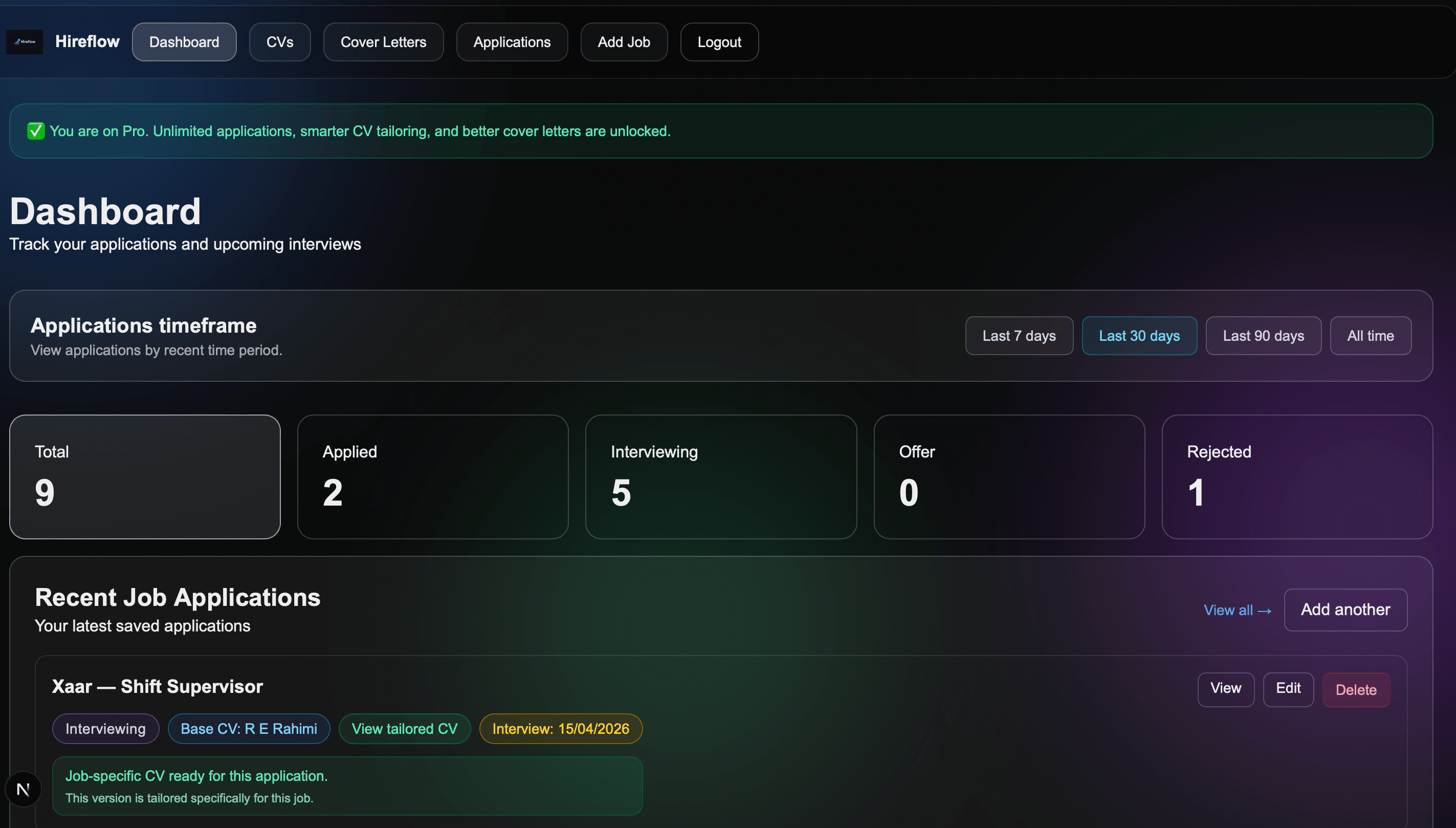 HireFlow dashboard preview